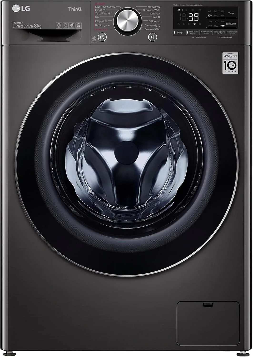 LG F4WV7080, Klasse A, Frontlader-Waschmaschine 8 kg, 1400 U/Min, AI Direct Drive, Wi-Fi, Tiefenreinigung mit Dampf, Groe Kapazitt, TRIPLE A, Auentür aus Sicherheitsglas, 62 x 60 x 85 cm  Wei