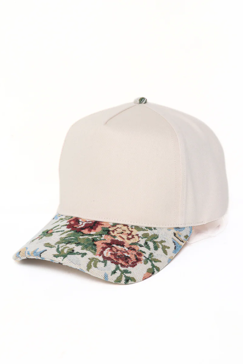 Floral Print Brocade  Baseball Hat