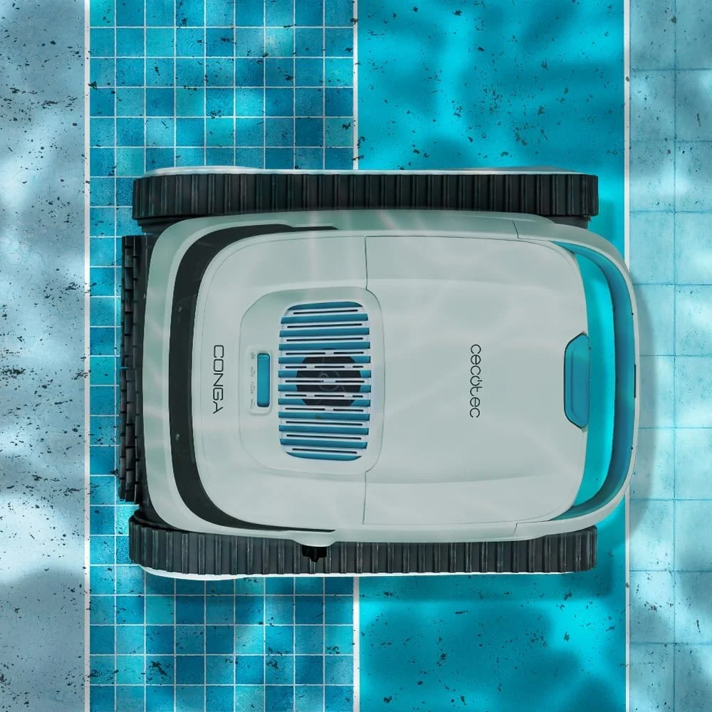 2026 Cecotec Robot Limpiapiscinas para Fondos, Paredes y Línea de Flotación Conga Pooldroid 5000 TotalClean Pearl. Superficies 100m2, Pendiente Máx 90º, Limpieza Ordenada, Autonomía 100min, Capacidad 4L