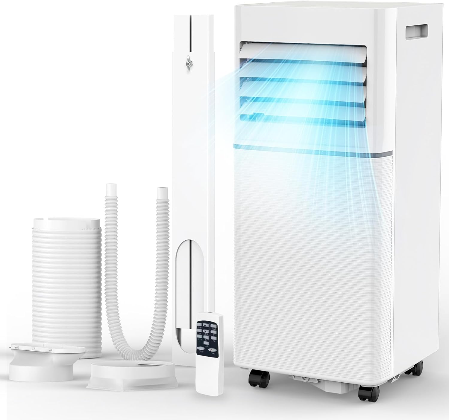 Electactic - Mobile Klimaanlage 8000 BTU, 3 in 1 AC Luftentfeuchter Ventilator mit LED-Anzeige, Fernbedienung, leiser Schlafmodus, 360° Räder, Fensterkit für