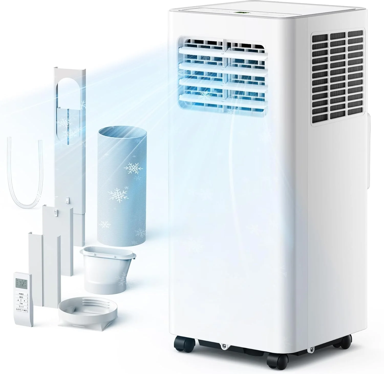 EUHOMY 8000 Btu Portable Air Conditioners, 3 in 1 Portable AC with Cool, Dry, Fan Modes, Quiet Air Conditioners with 24H Timer & Sleep Modes, with Remote, for Bedroom, Apartments up to 350 Sq.Ft