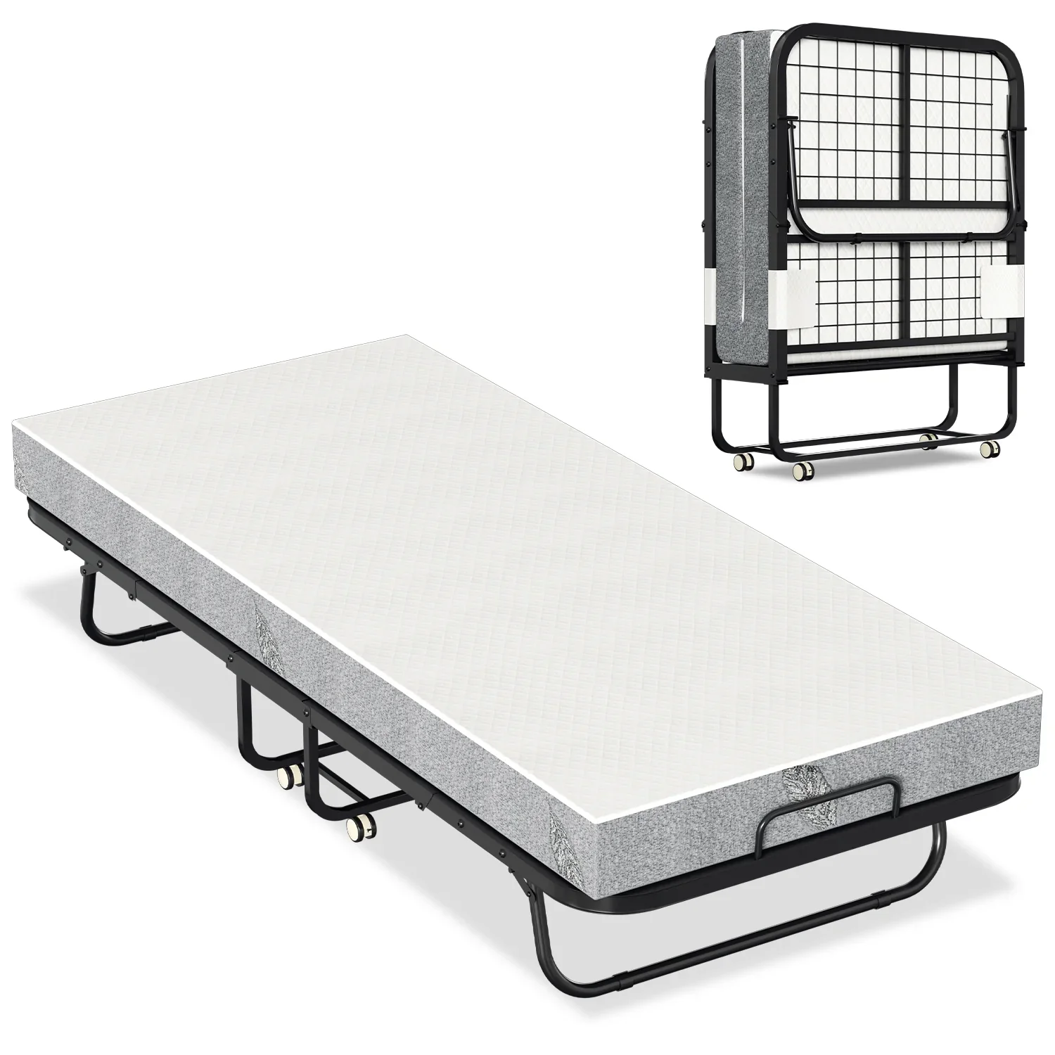 Sonnewelt Klappbett 90x200cm mit 13cm Dicke und Rollen