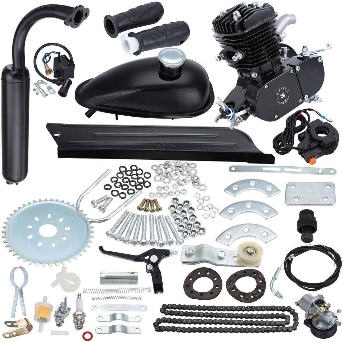 Sange 50cc 2-Stroke Petrol Motor Conversion Kit for 26′′-28′′ Bikes – Black, Air-Cooled, Easy Install, Fuel Efficient