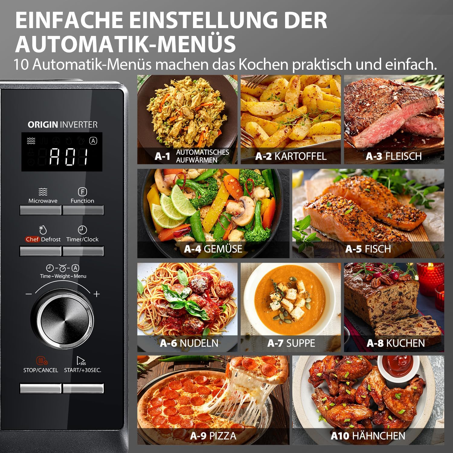 Toshiba MW3-AC26SFI(BK) Mikrowelle mit Grill und Heißluft/6-in-1 Mikrowellenofen/26L/1000W Grill/Origin-Inverter/Chef-Auftaufunktion/Convection/Kombigaren/Grill/Heißluftfritteuse/Automatikmenü/Schwarz