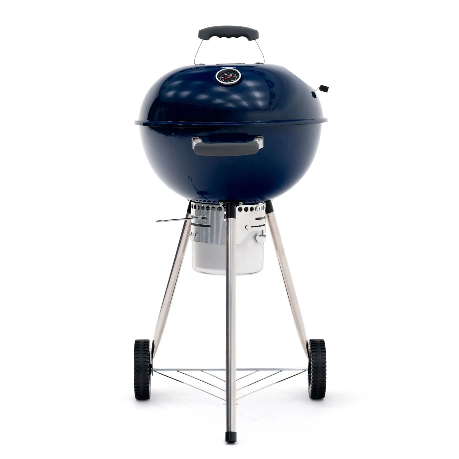 Barbacoa De Carbón Portátil Con Ruedas Kekai Yellowstone 58x47x100 Cm Redonda Con Tapa Y Encendedor Esmaltado En Azul