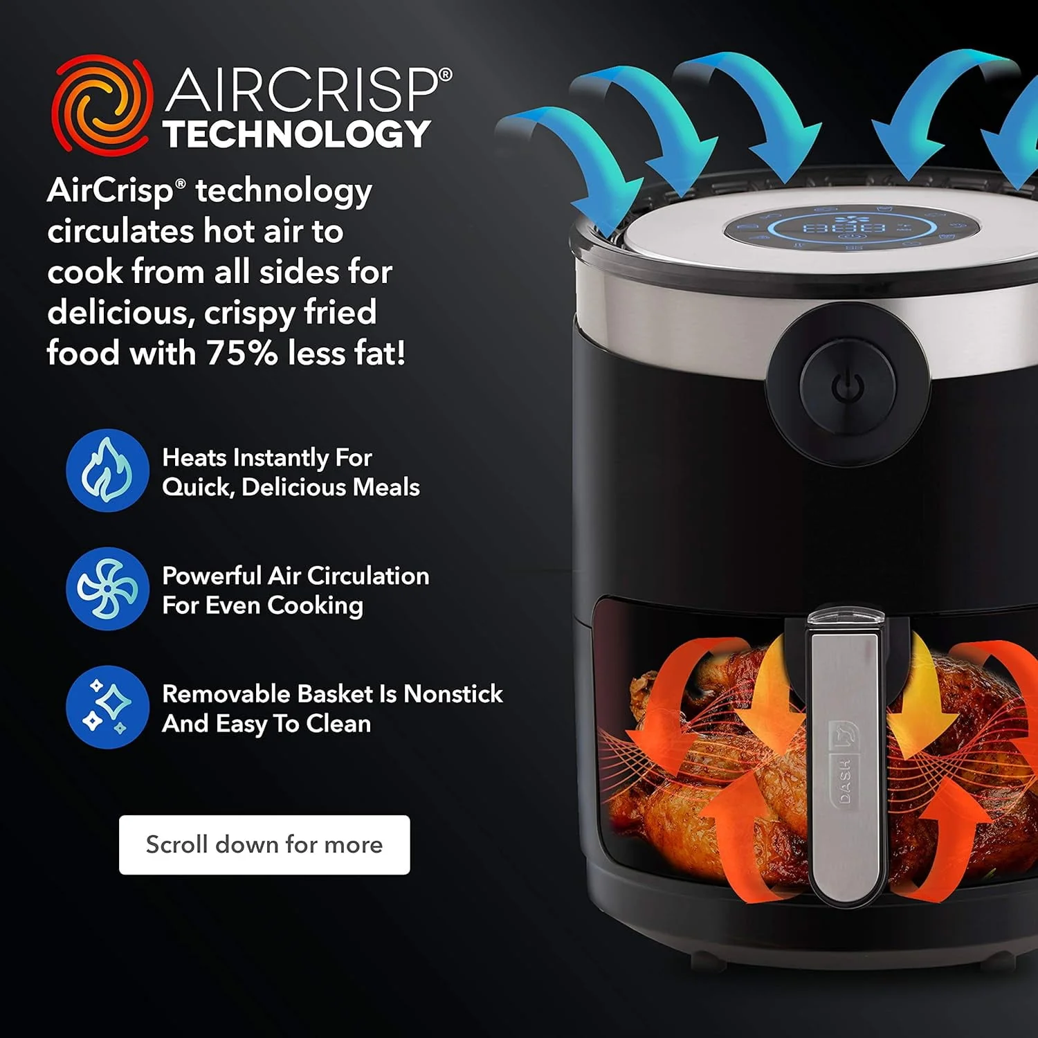 Dash Aircrisp Pro Digital Air Fryer + Oven Cooker with Digital Display - Red