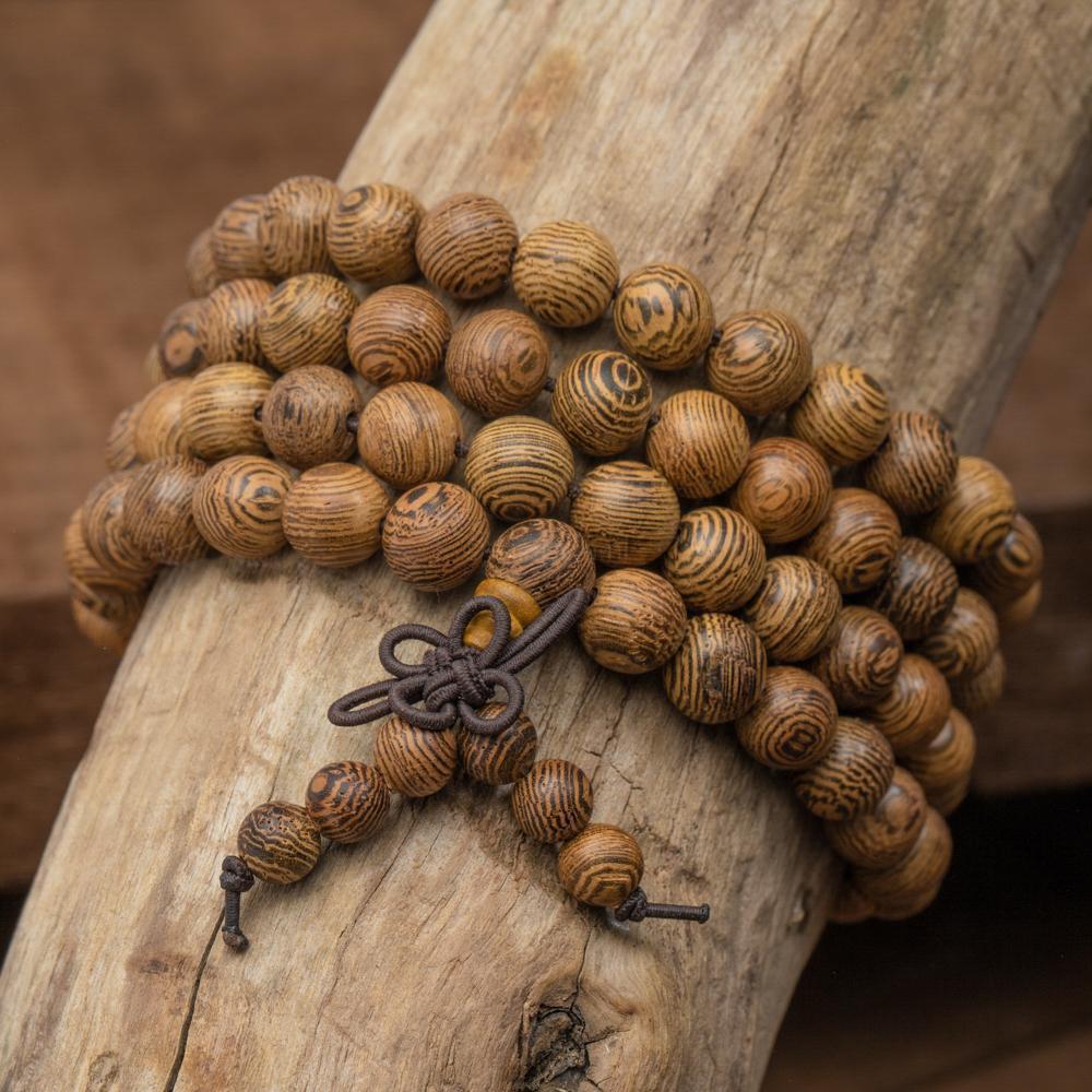 Tibetaanse Mala - Wengé-Hout - Ongelakt