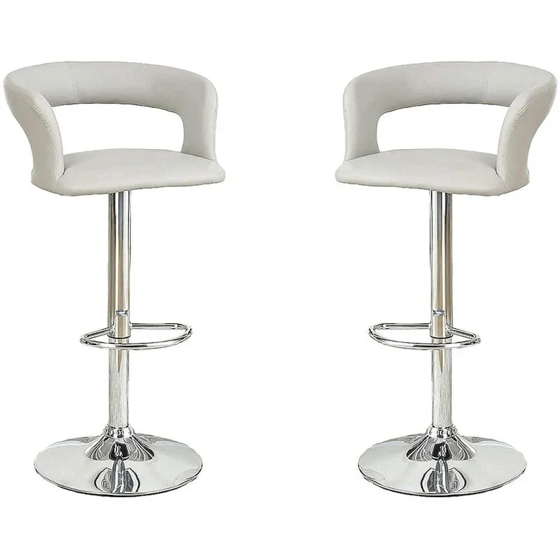 Set of 2 Adjustable Swivel Counter Height Bar Stools with Hollow Back and Armrests for Kitchen Island