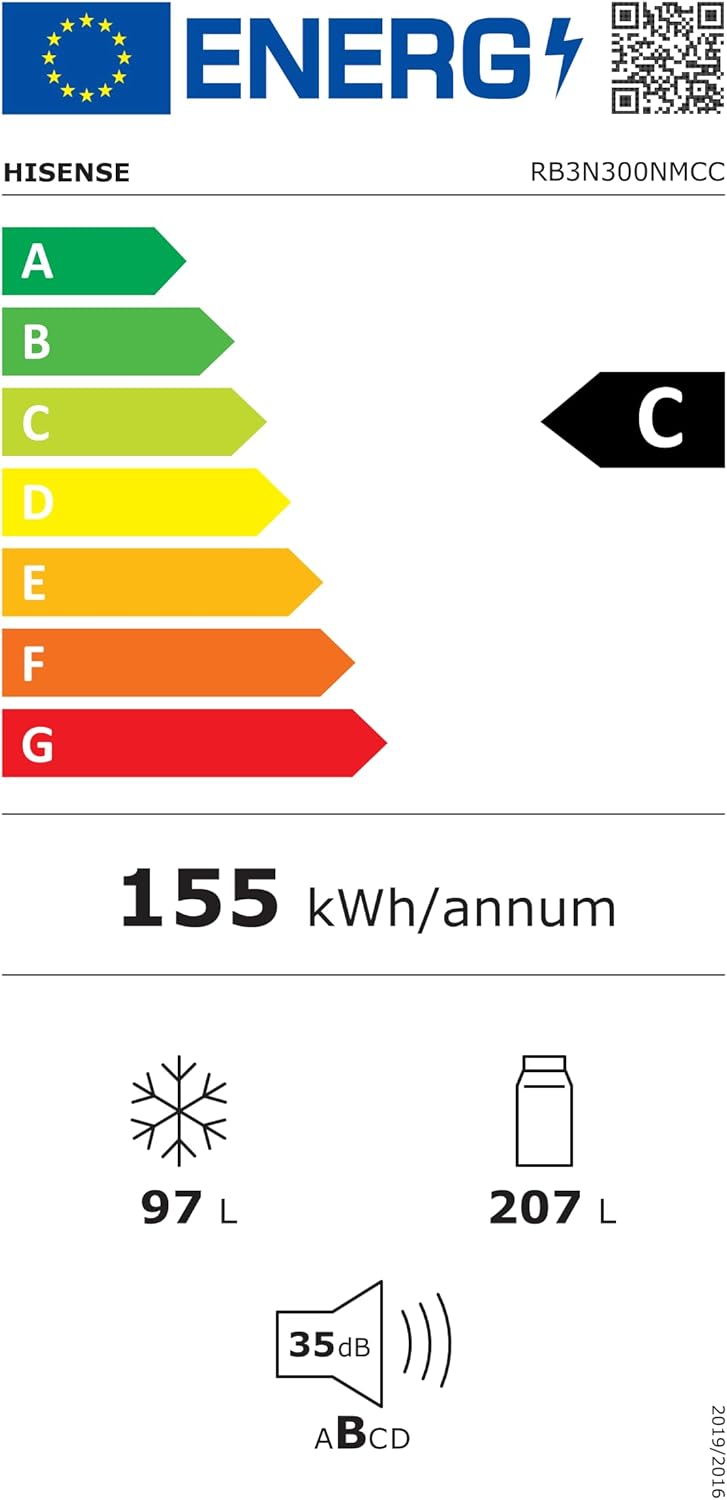 Hisense RB327N4AD2 Kühl-Gefrierkombination/ NoFrostPlus/ Multiflow 360°/ HolidayMode/ FreshZone/ 182,4 cm/ Kühlteil 171 l/ Gefrierteil 85 l/ 41 dB/ 287 kWh/ Jahr/ Edelstahl-Look