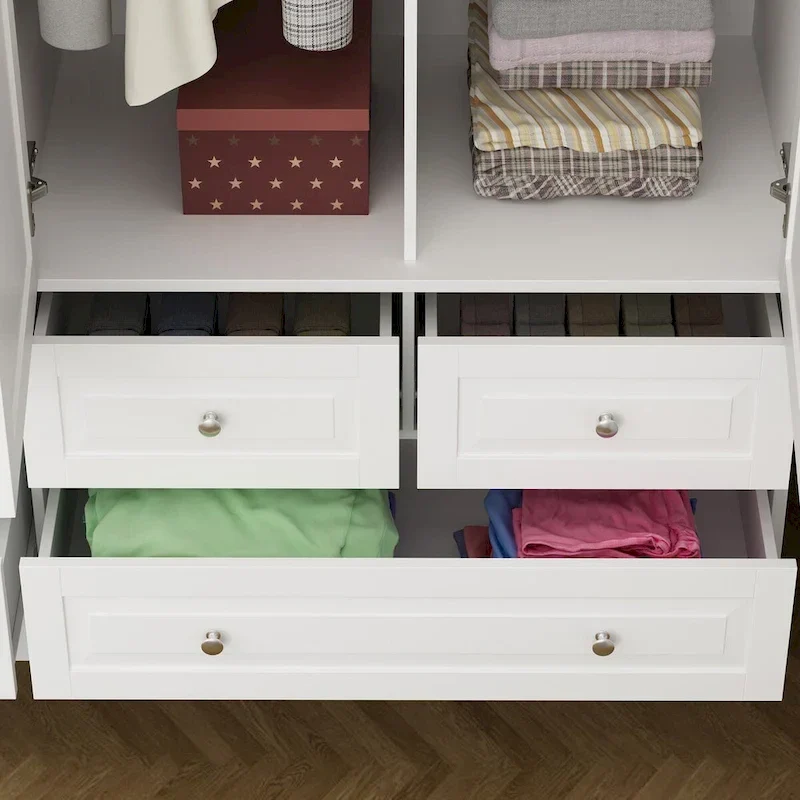 78.7H Combo Twin Wardrobe Set Elegance Meets Utility Armoires Closet