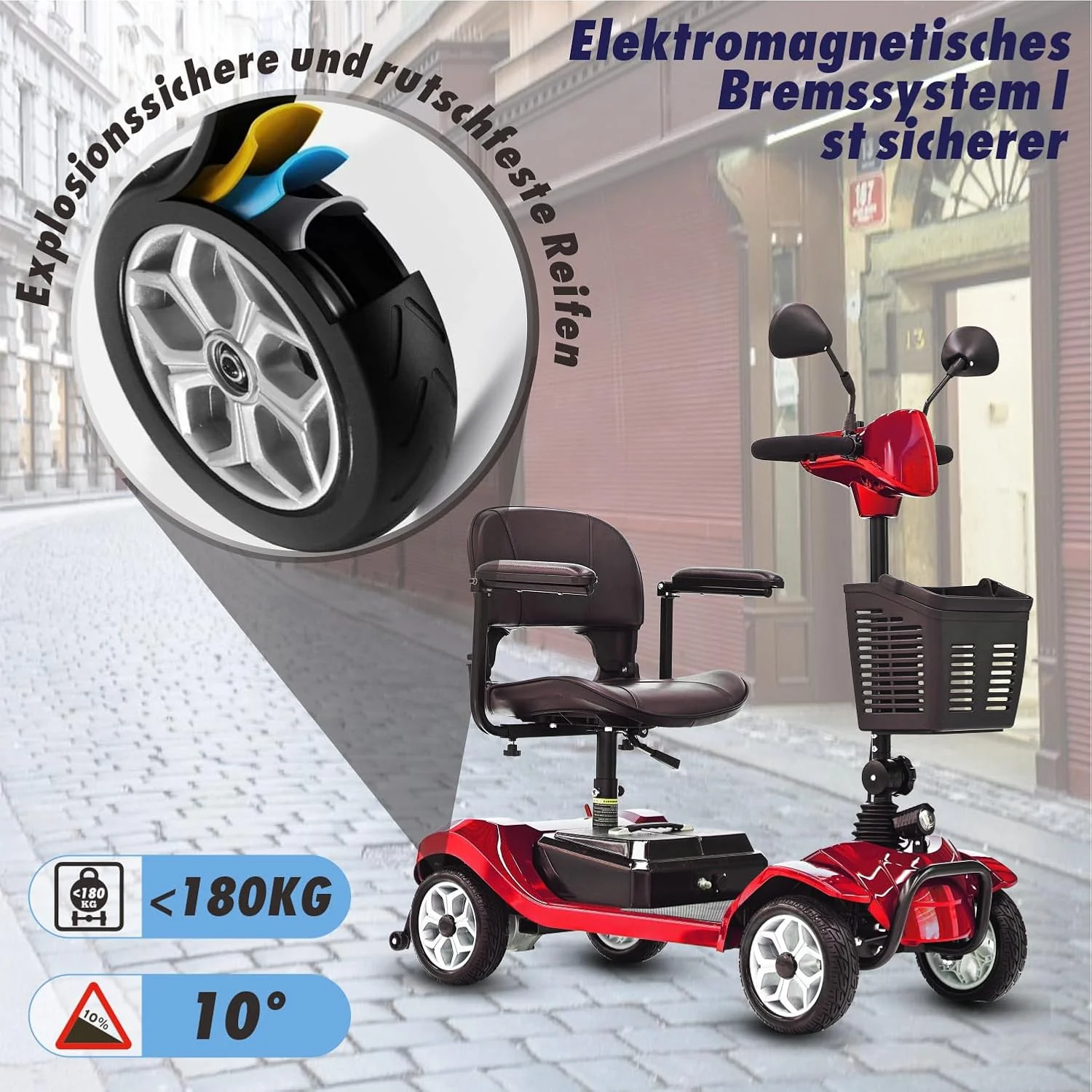 2025 Elektrische mobiliteitsscooter met 4 wielen voor volwassenen en senioren ?C Compact, krachtig model met langeafstandsaccu en achteruitkijkspiegels