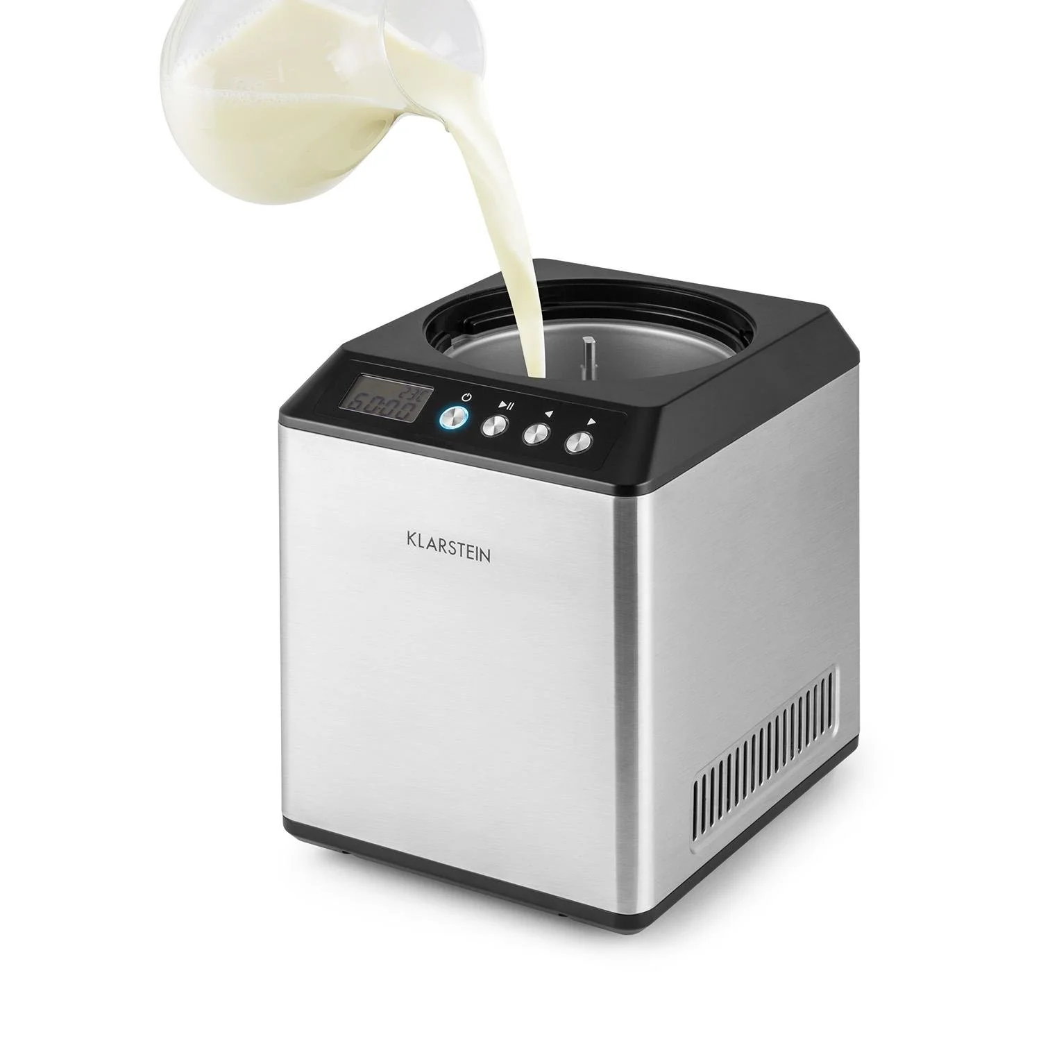 2025 Máquina para Hacer Helado Klarstein Vanilla Sky – 2L, Compresor de 180 W, Acero Inoxidable, Función de Mantener Frío, Temporizador, Pantalla LED – Color Plata