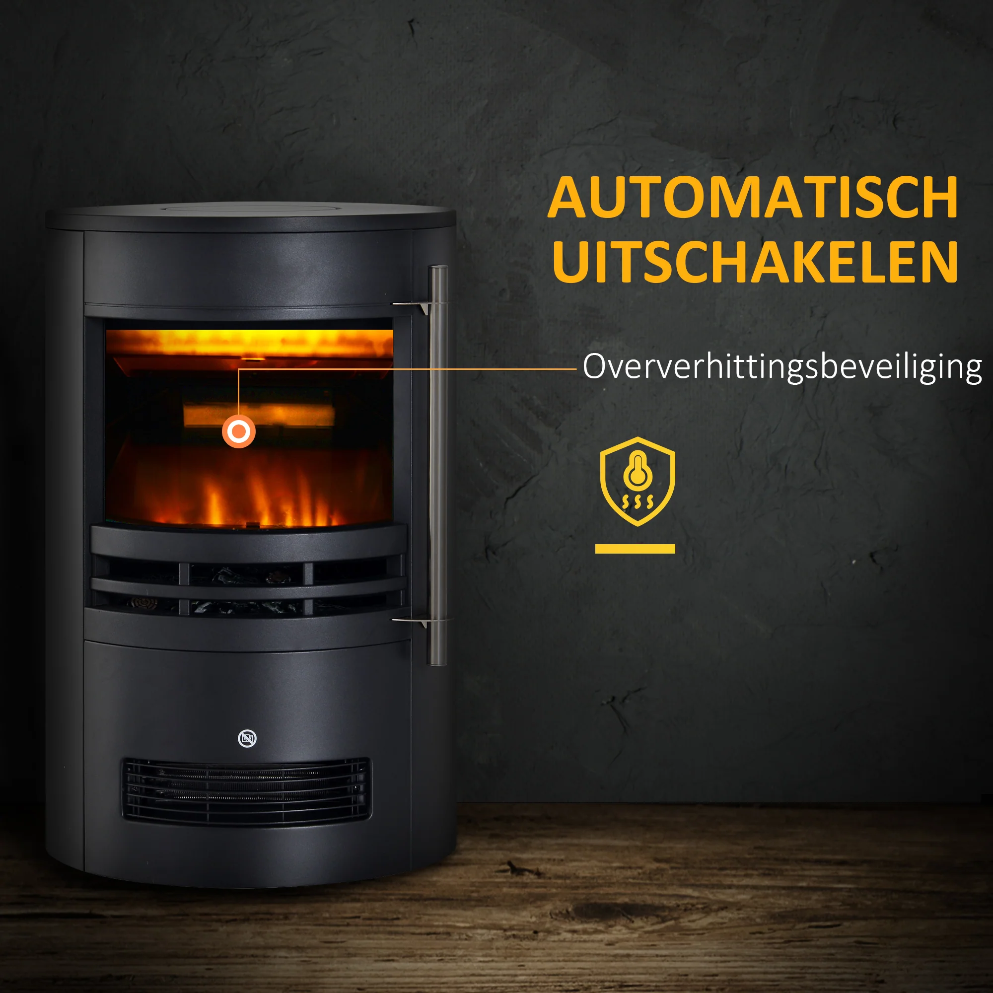 HOMCOM LED Elektrische kachel met vlameffect wandkachel vrijstaande haard haardkachel 900 / 1800 W