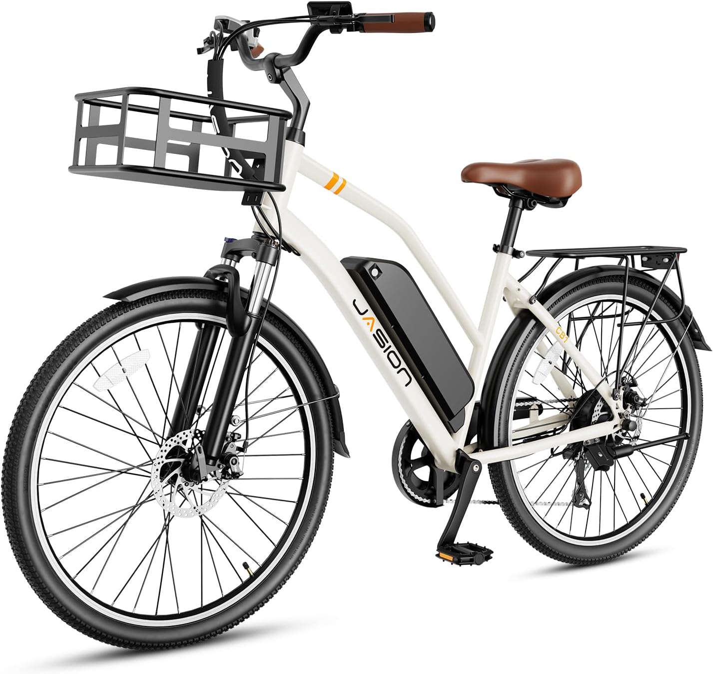 Jasion CB1 Electric Bike for Adults, 1000W Motor Peak Ebike, 450Wh Removeable Battery, 26'' City Cruiser Bicycle, 22 MPH Commuter Women Ebike, 7-Speed Gear