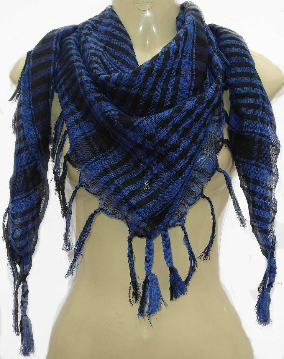 Black And Royal Blue Arab Shemagh Houndstooth Scarf 2082