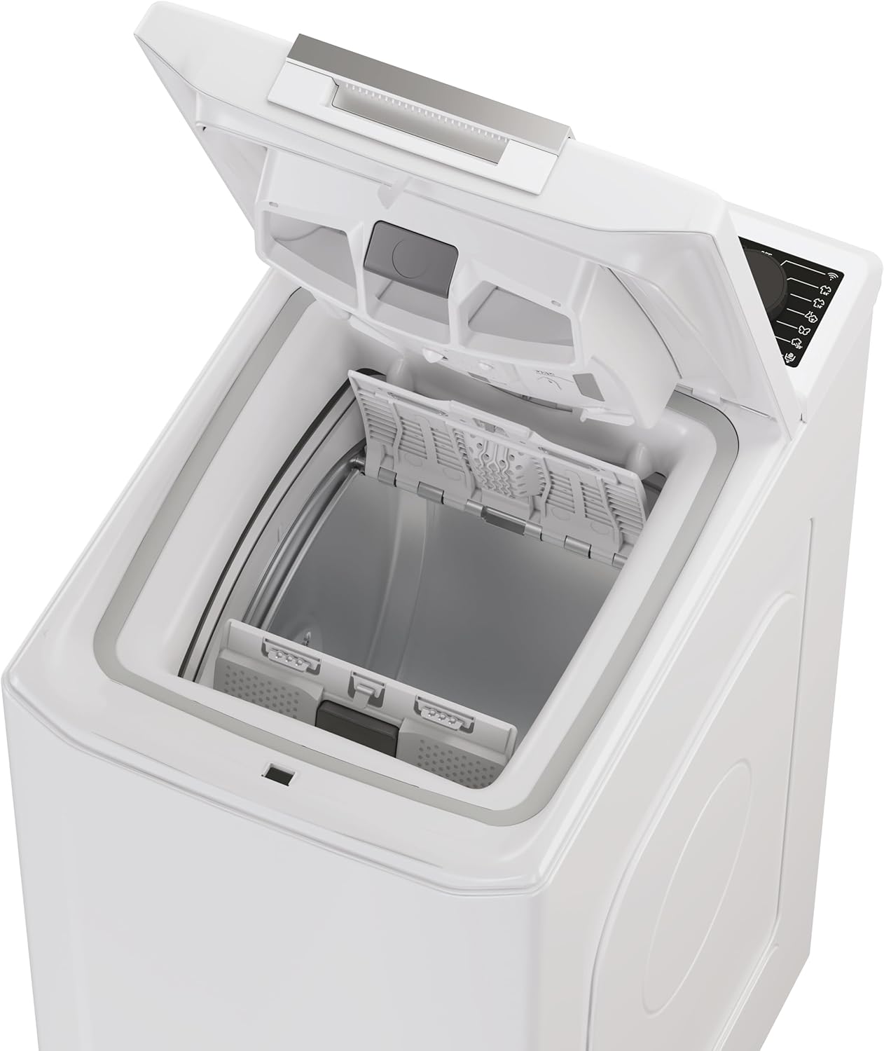Haier T Serie 7, Waschmaschine mit Toplader, 8 kg, freistehend, Klasse A, 1200 Umdrehungen, Dampfoption, 16 Programme, App hon, Gentle Touch, HxBxT 86 x 41 x 60 cm, Weiß - THASN286TM5-S