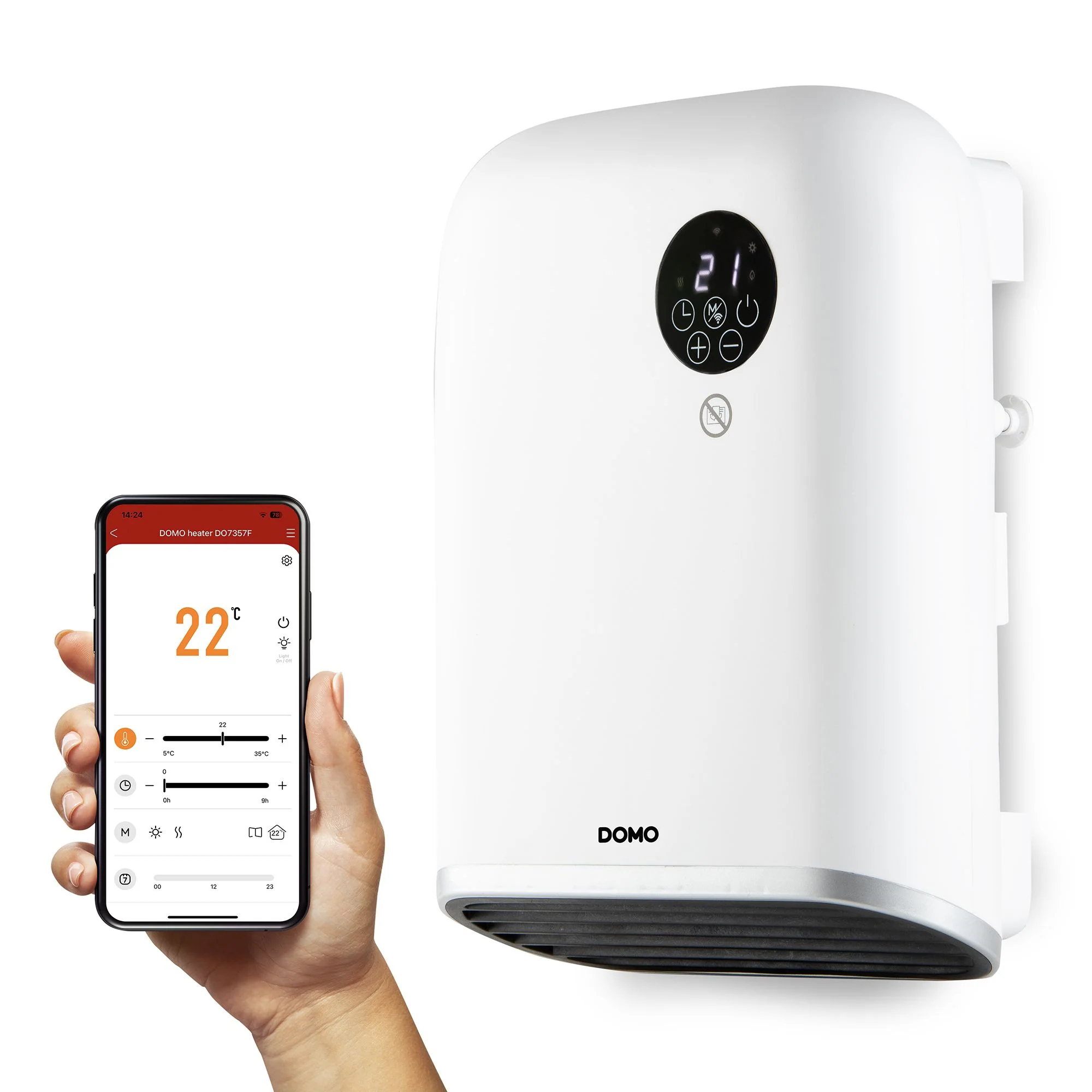 Domo Heizlüfter mit WiFi DO7357F für Boden- oder Wandmontage