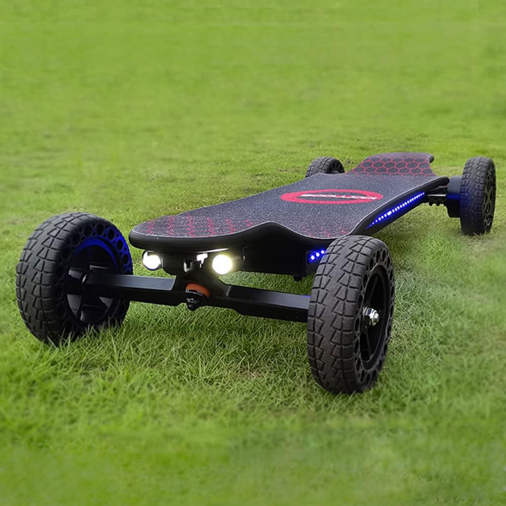 Electric Skateboard 4000 Watts | 12S3P | 35 mph | 22 Mile Range | 6′′ Wheels | Cool Lights | – Black