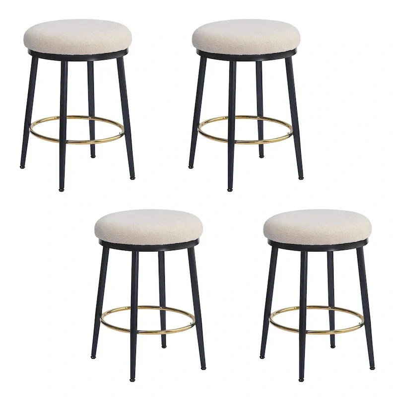 Set of 4 Altrium Contemporary Backless Counter Stools with Upholstered Seats and Iron Frames - 24.75-Inch Height by Christopher Knight Home