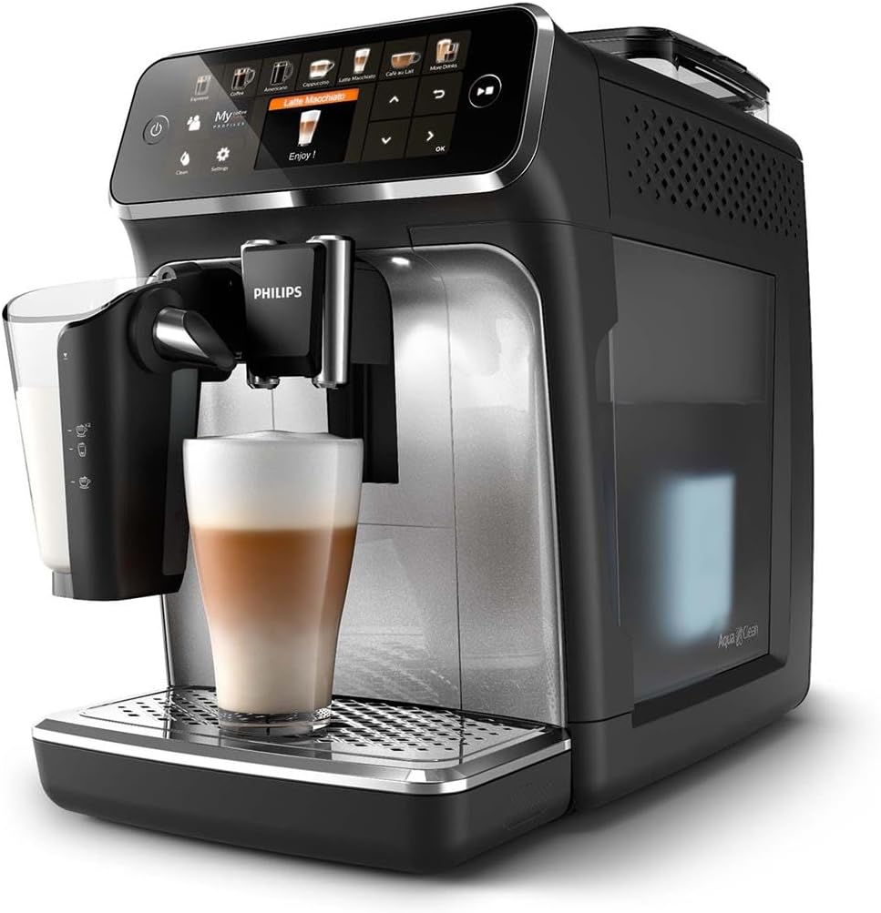 Philips 2200 Series Espresso Machine - Coffee Machine with 12-Step Grinder Setting, Touch Screen, Automatic Descaling, My Coffee Choice and Milk Frother for Cappuccino (EP2220/10)