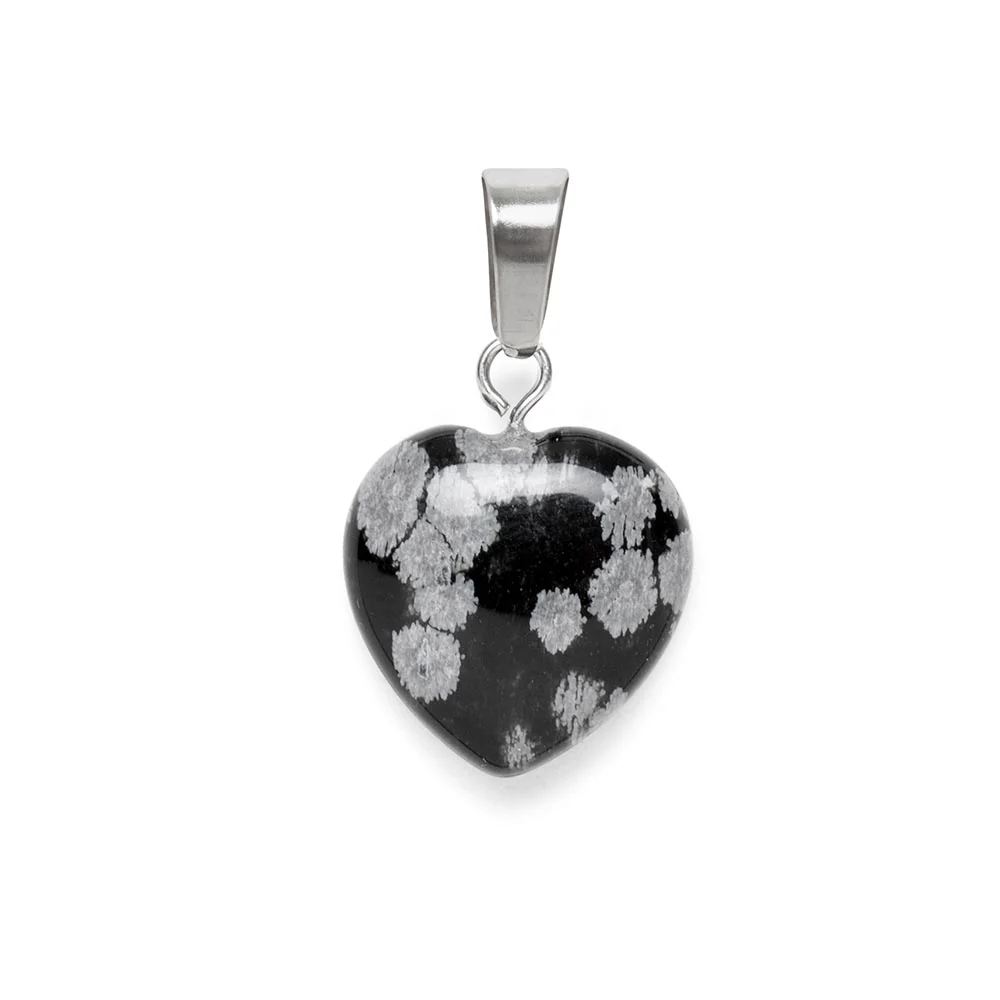 Hanger Edelsteen Hart - Geslepen Hartje Sneeuwvlok Obsidiaan - Vurigheid