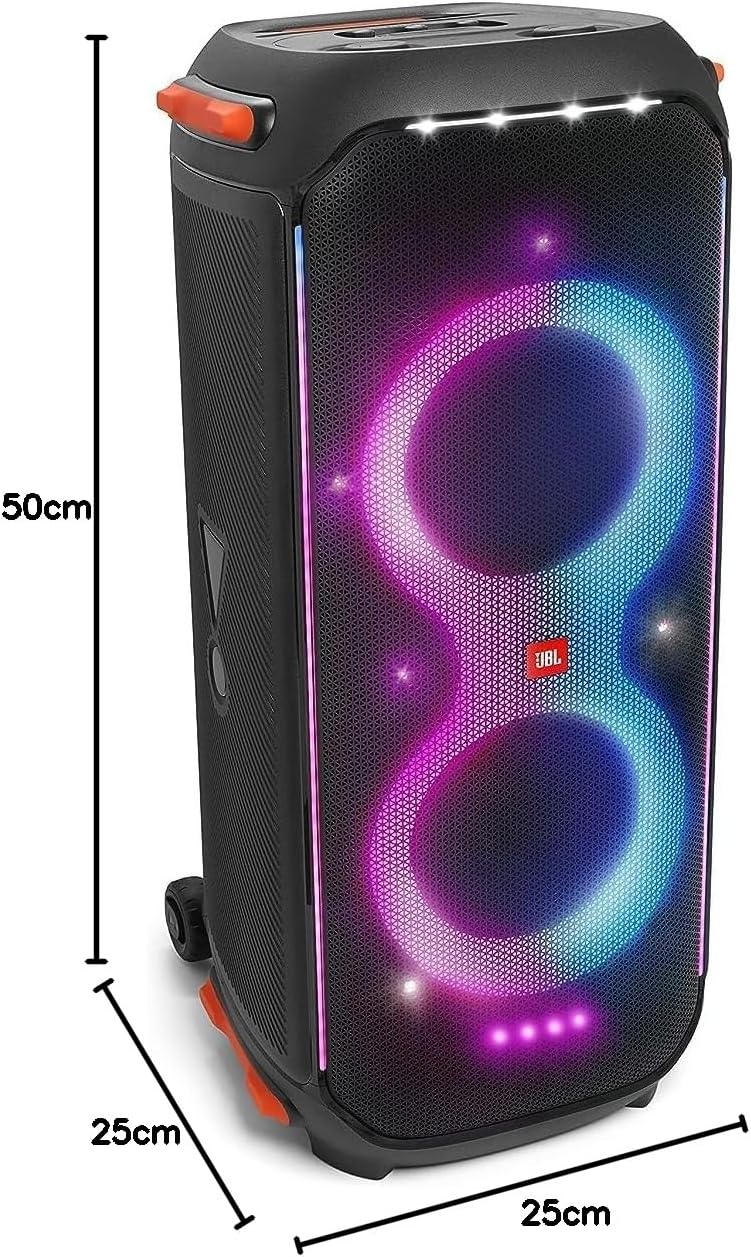 JBL PartyBox 710 - Schwarz – Trag - und rollbarer Bluetooth Party-Lautsprecher mit Lichteffekten – Spritzwassergeschützte, mobile Musikbox