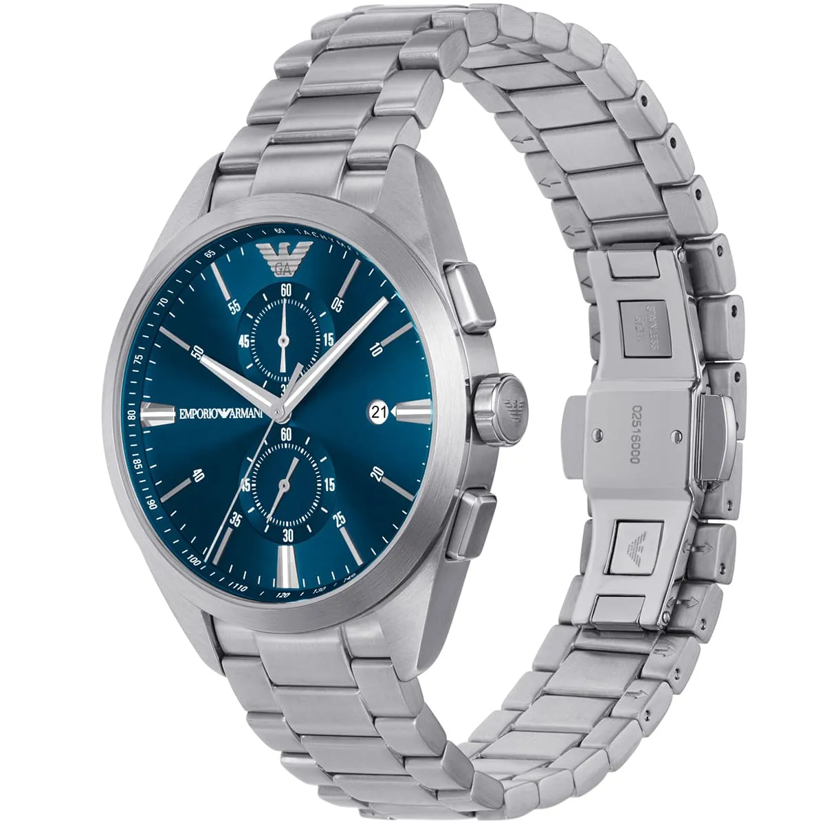 Emporio Armani Claudio Chronograph Blue Dial Silver Men's Watch - AR11541