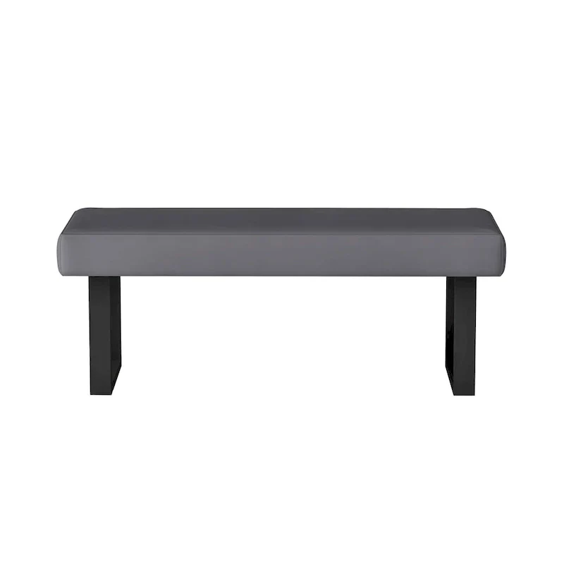 Gray Fabric Bench with Sturdy Steel Legs