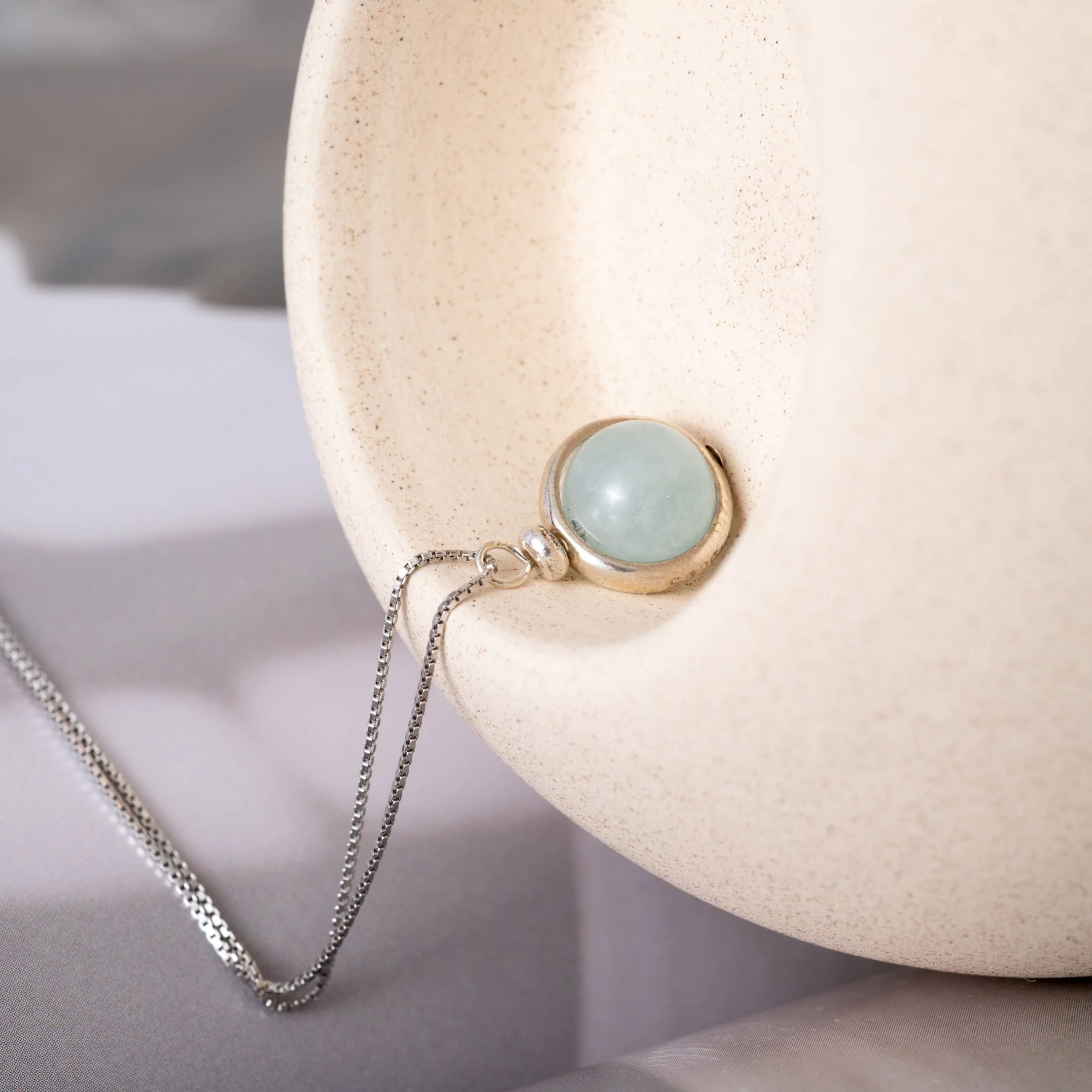 Aquamarijn Ketting - Edelsteen Hanger - 925 Sterling Zilver - Kalmering