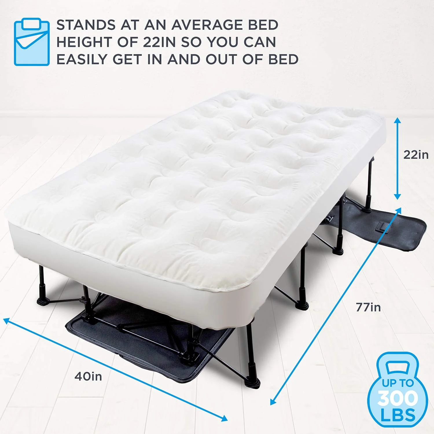 Ivation EZ-Bed Self Inflating Air Mattress, Twin Air Mattress with Built In Pump & Case