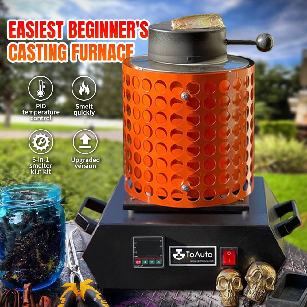 TOAUTO Gold Melting Furnace TGF3000-V1.1, 1+3KG, 1400W, 2100°F