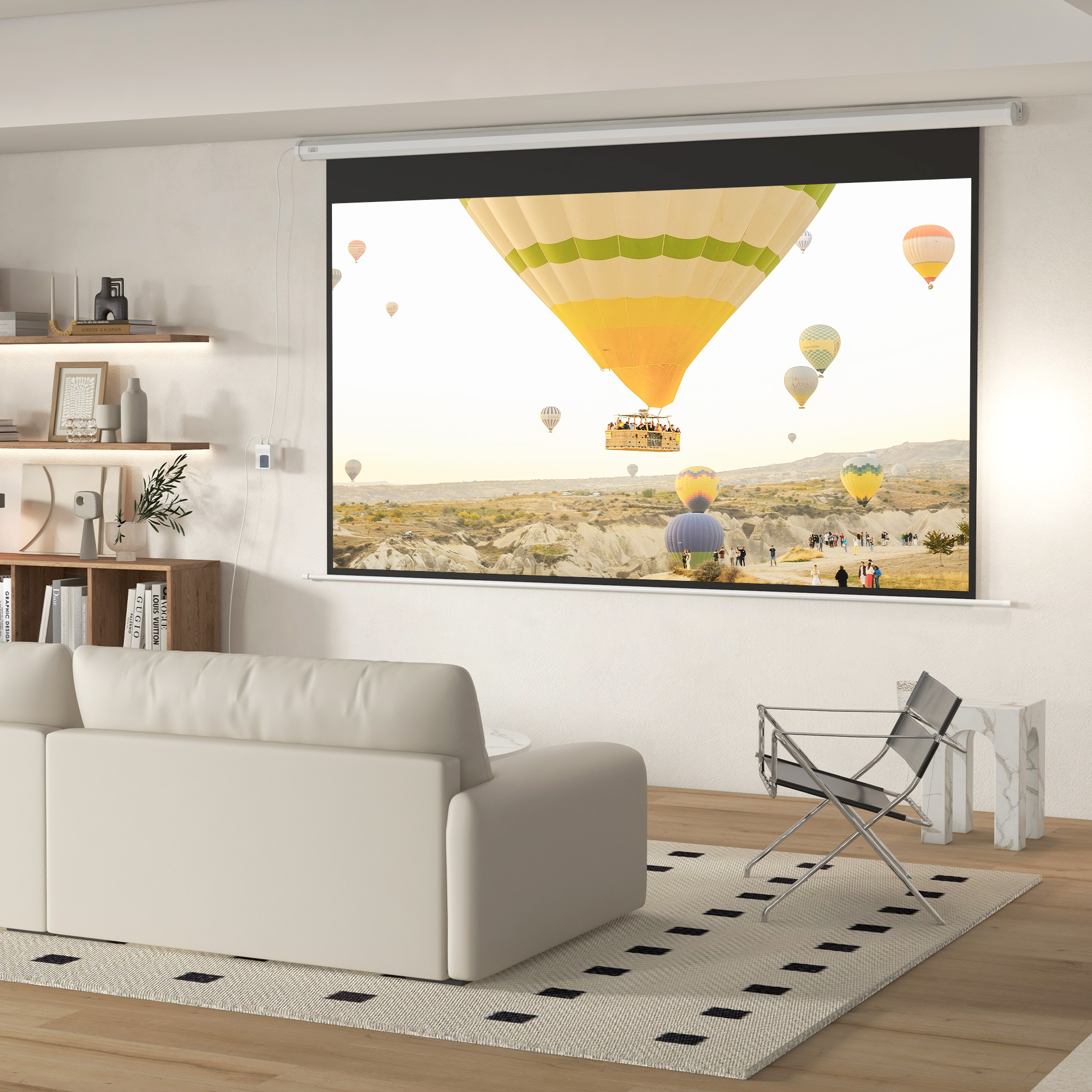 Projector Scherm, 16:9 Formaat, Afstandsbediening, 266 x 149 cm (120 Inch), Wit