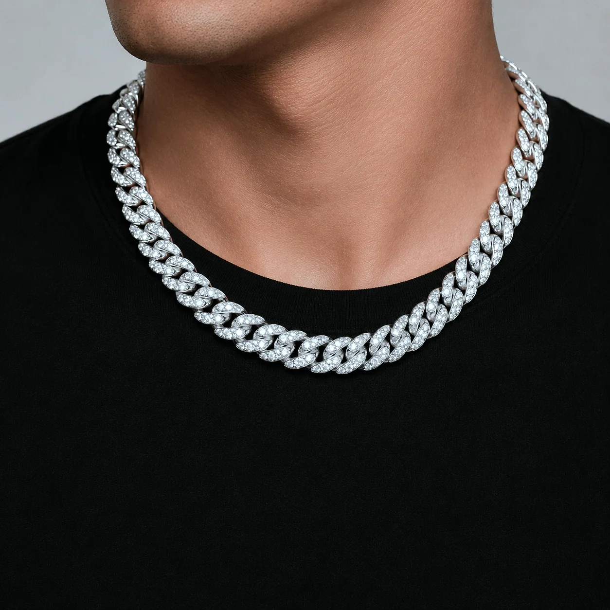 Big Daddy 10MM Iced Out Cuban Link Silver Chain
