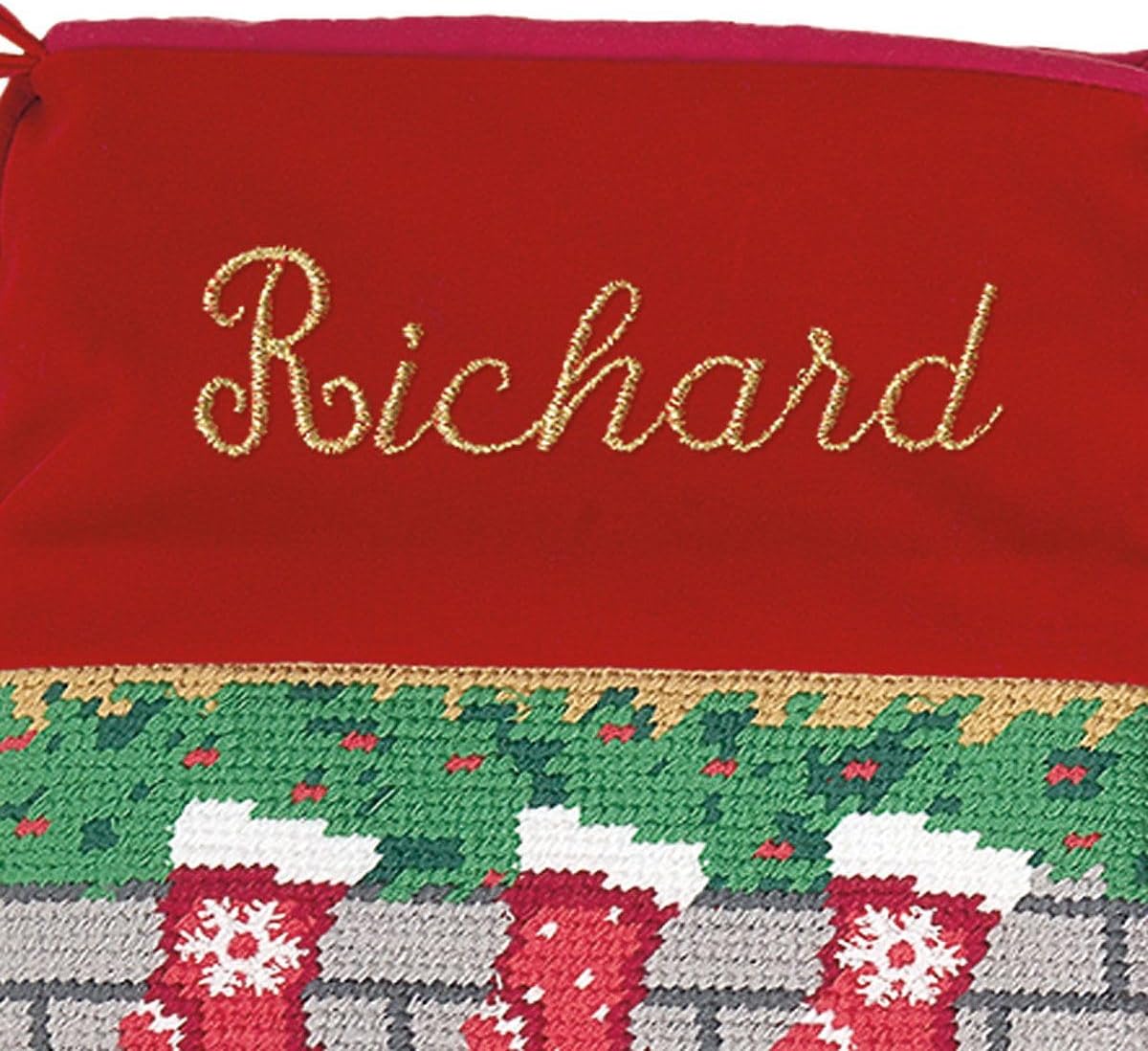Lillian Vernon Personalized Needlepoint Reindeer Stocking - Heirloom Christmas Stocking, 100% Wool, 9.5” W x 17” L