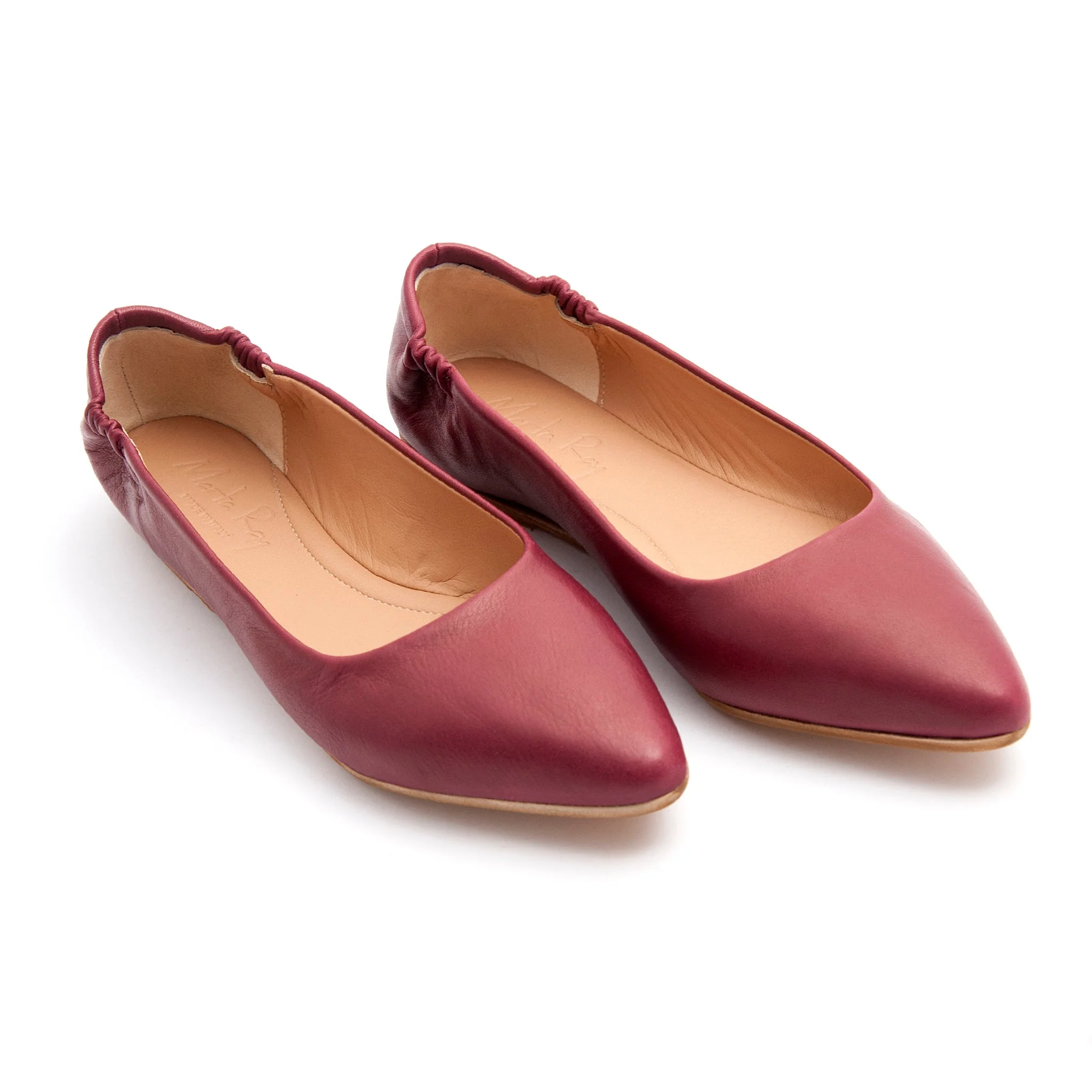 Ballerina punta sacchetto mousse cuoio inglese