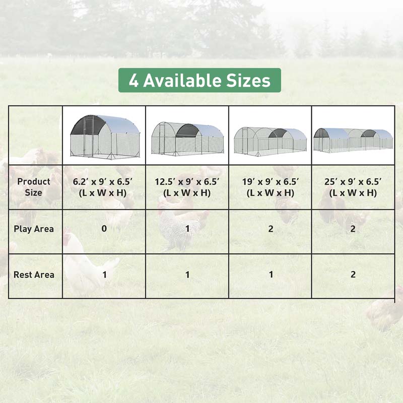 25 Ft Large Metal Chicken Coop Walk In Dome Poultry Cage Hen Run House Rabbits Habitat Cage With Cover - Waterproof Protective Cover