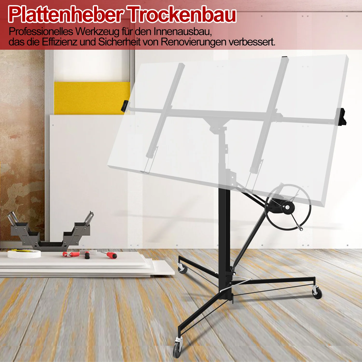 Sonnewelt Plattenheber klappbar 140 cm-350 cm Arbeitshhe Hhenverstellbar 68kg