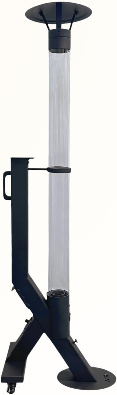 Pelletofen, Feuersäule, Terrassenheizer, Terrassenheizer, Gartenofen, Schwarz, 174 cm, Raucharmer Gartenkamin, Terrassenofen, Pelletheater, Langlebig