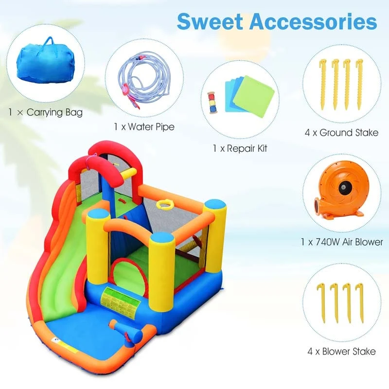 Eletriclife Kid Inflatable Bounce House Water Slide Castle with Blower