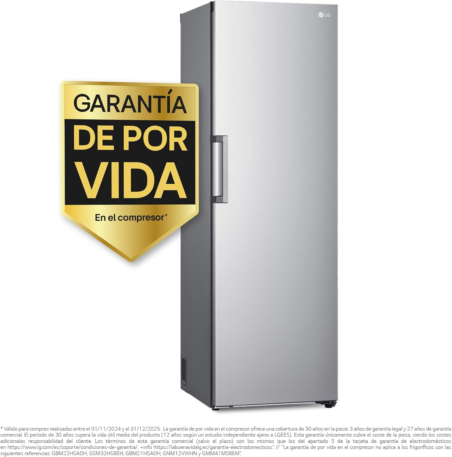 LG GLT51PZGSZ Non-Frost Refrigerator, 186 cm and 413 L, Fridge with DoorCooling Function, Smart Inverter and App, Minimalist Design, Anti-Fingerprint Stainless