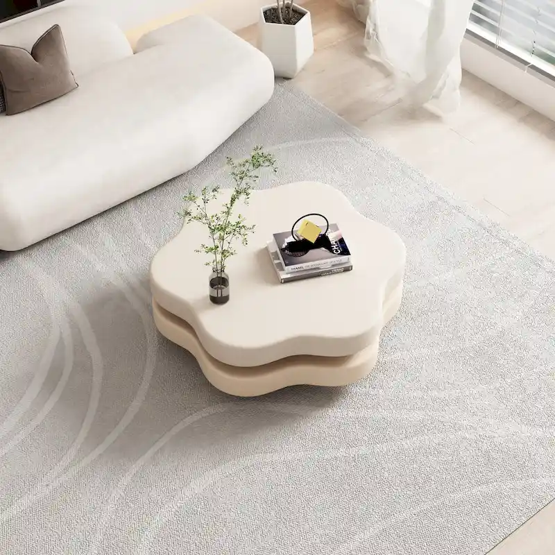 JASIWAY Contemporary Cloud-Inspired Rotating Coffee Table