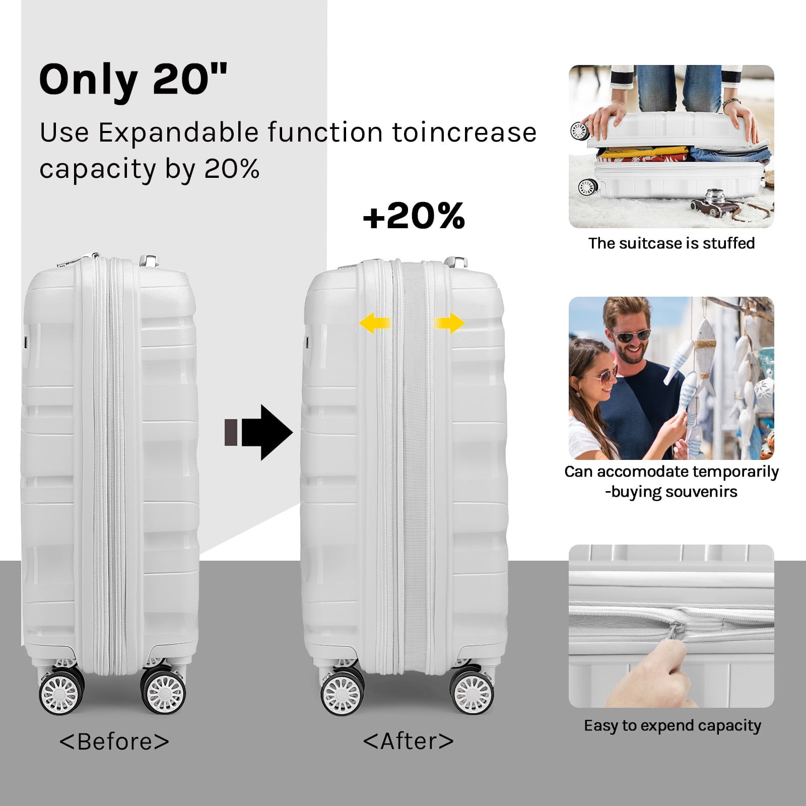 Melalenia - 5 Luggage Sets PP Hardside Spinner Luggage - (Expandable Carry-on Suitcase20