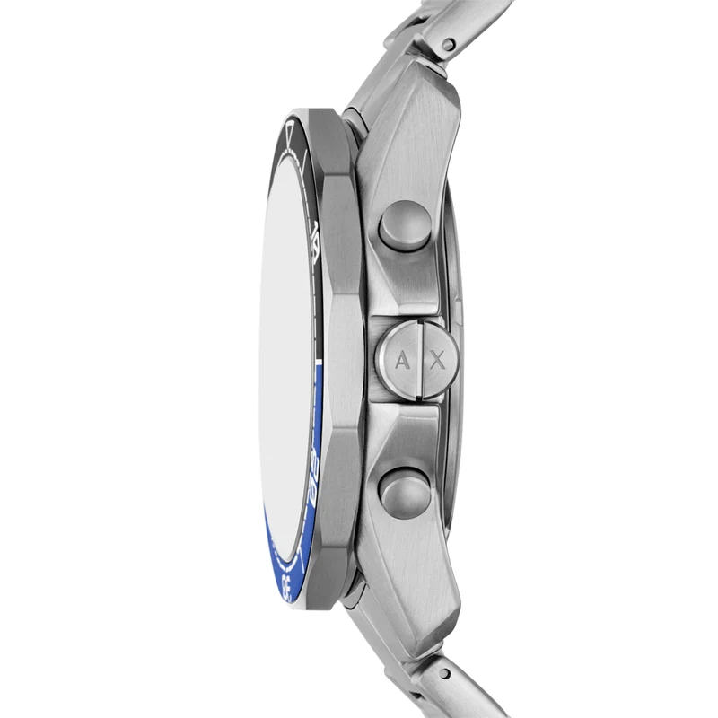 Armani Exchange Spencer Black/Blue Dial Silver Watch - AX7166