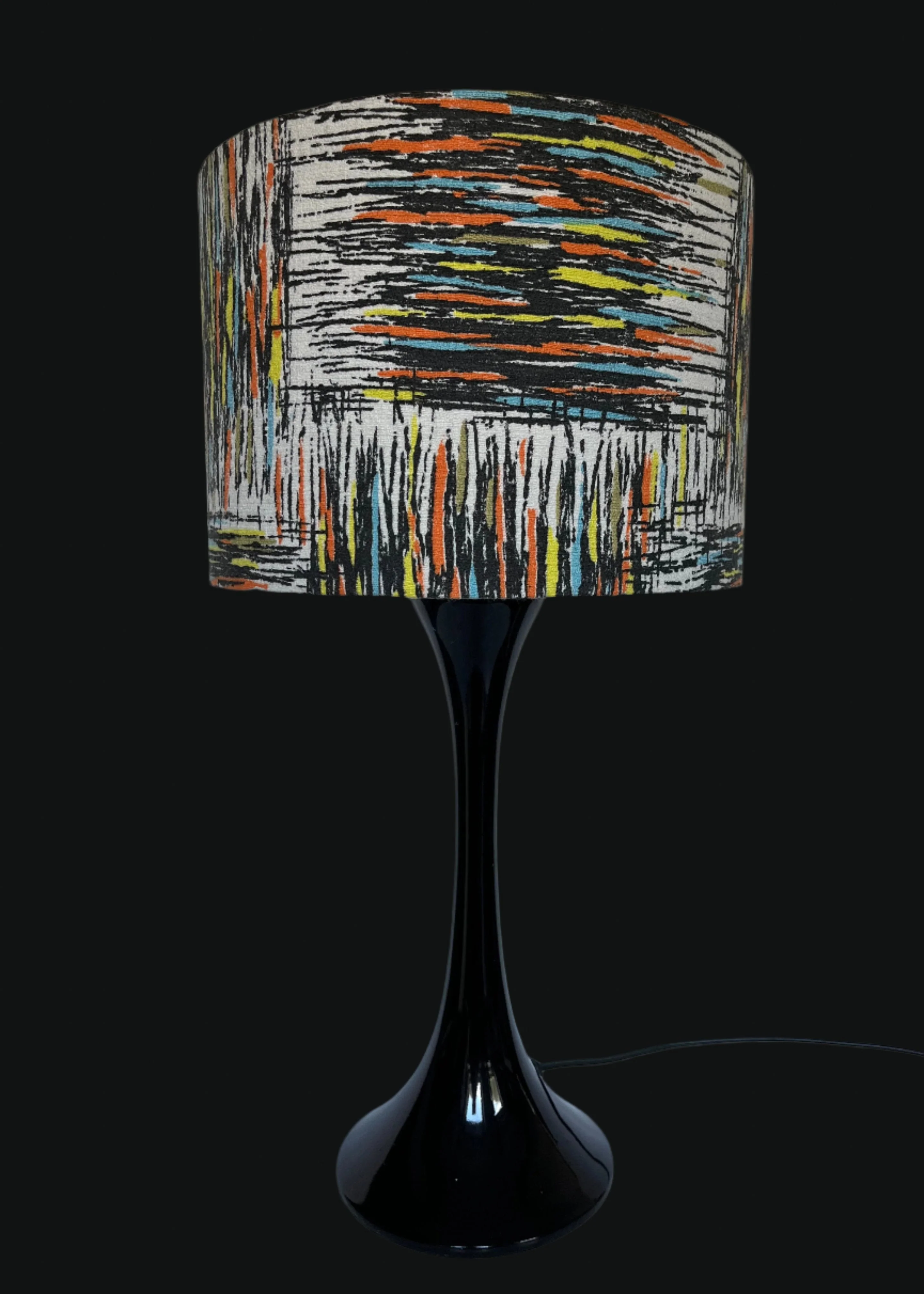 Vintage mid - century fabric Lampshade - 21 h x 30 d cm