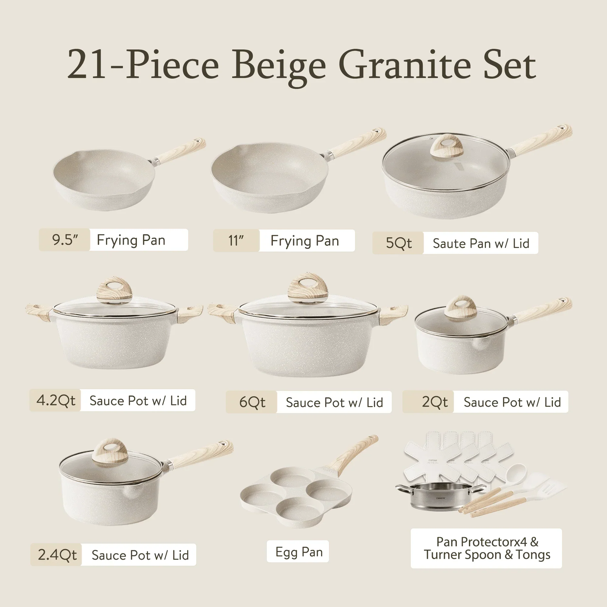 Carote Induction Kitchen Cookware Sets