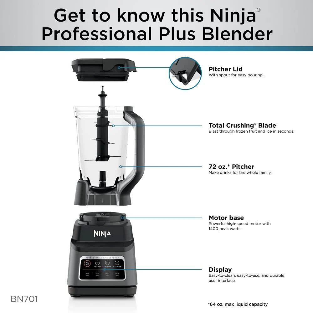 2025 Ninja BN701 Licuadora Profesional con Alta Capacidad para Triturar