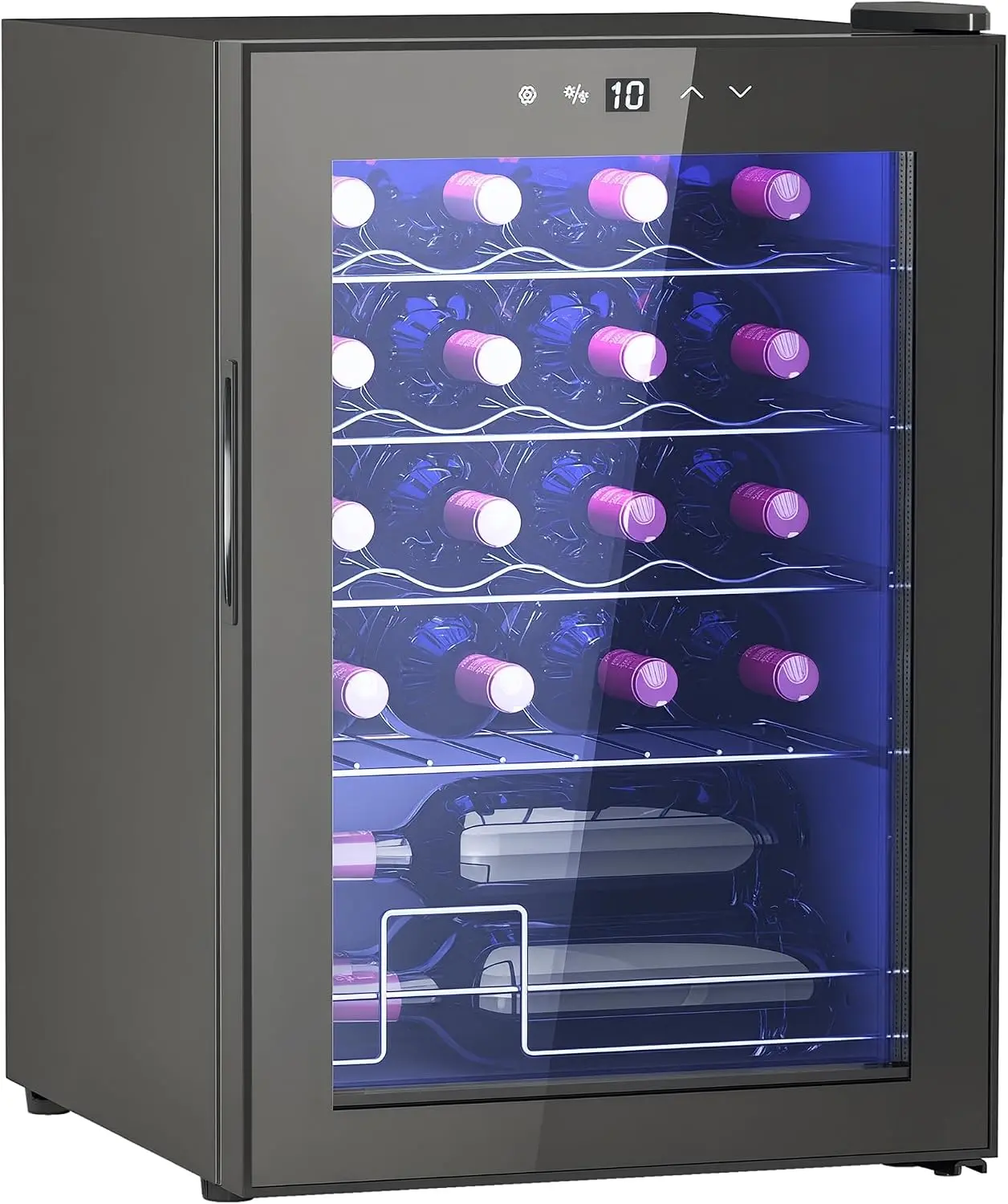 Vinoteca HOMCOM 20 Botellas con Compresor Pantalla LED Táctil 39DB Negro