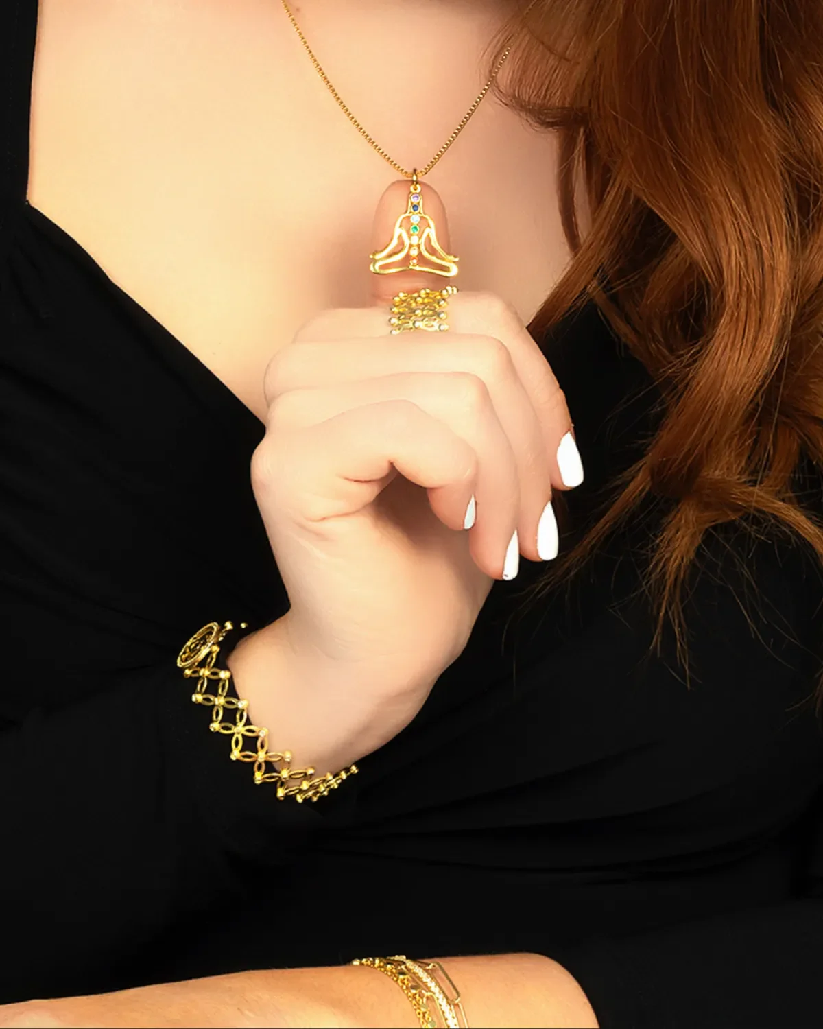 Chakra Meditation Pendant – 18K Gold Yoga Charm