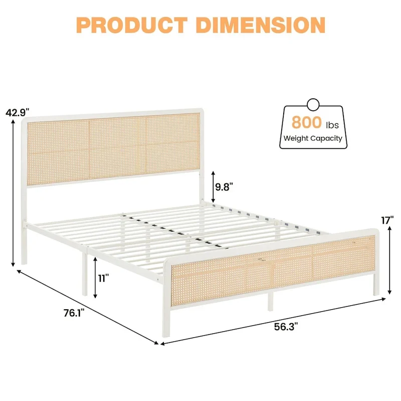 Modern Style Cane Boho Bed Frames