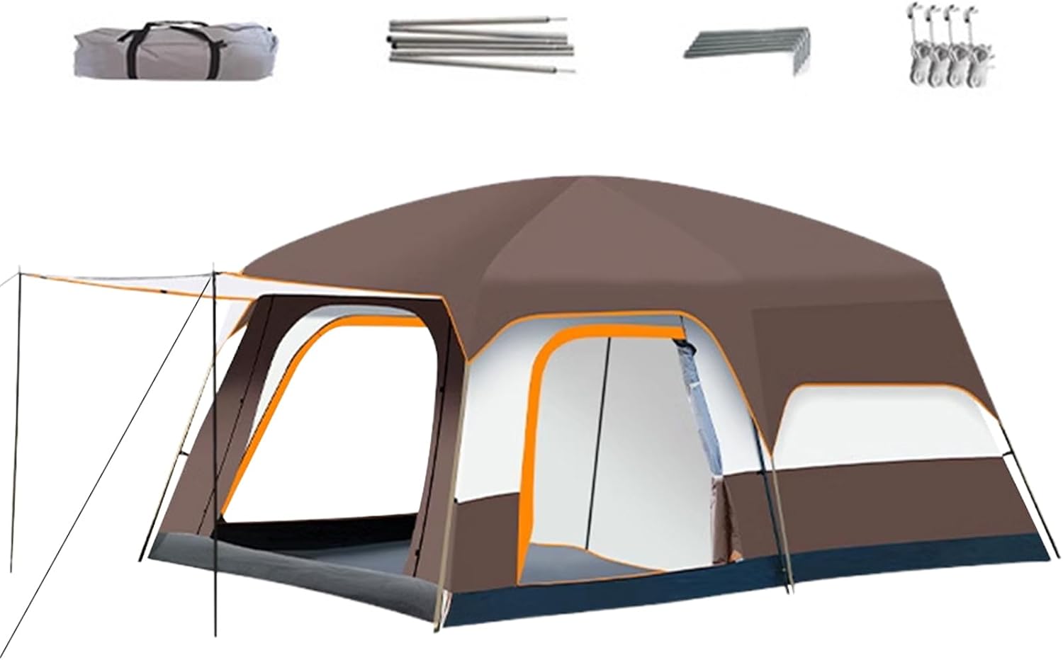 Familienzelt – Tunnelzelt 4-6 Personen mit Stehhöhe, Markise für Trekking | Familien-Camping, Mehrraum-Kabine, wasserdicht, für Camping